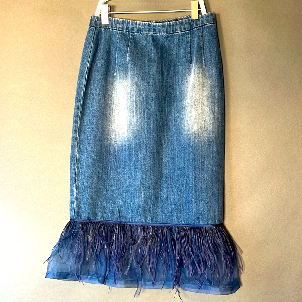Denim and feather skirt from Korean designer Arch.the  27” waist